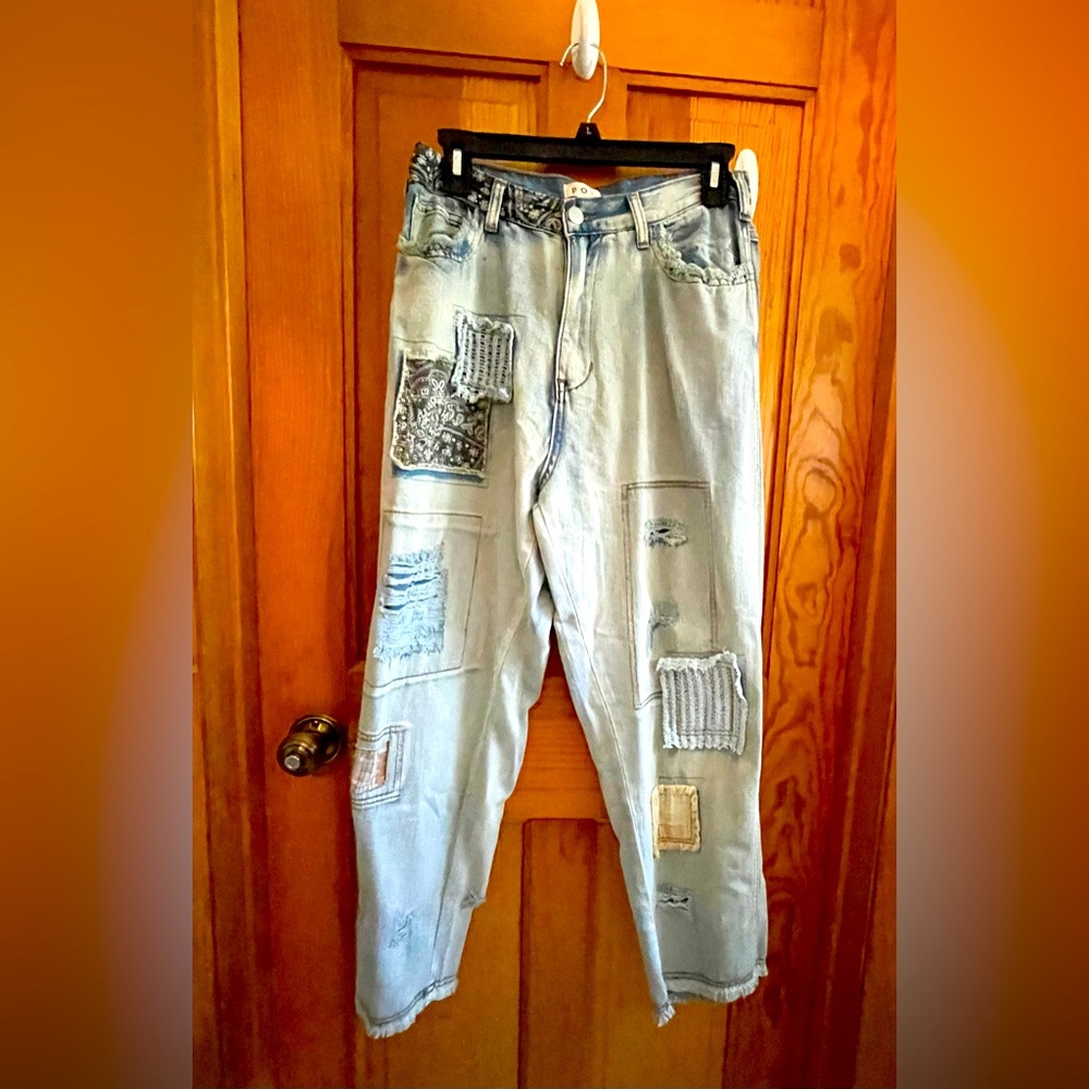 NEW POL Light Blue Patchwork Jeans! SZ Med - Picture 2 of 16